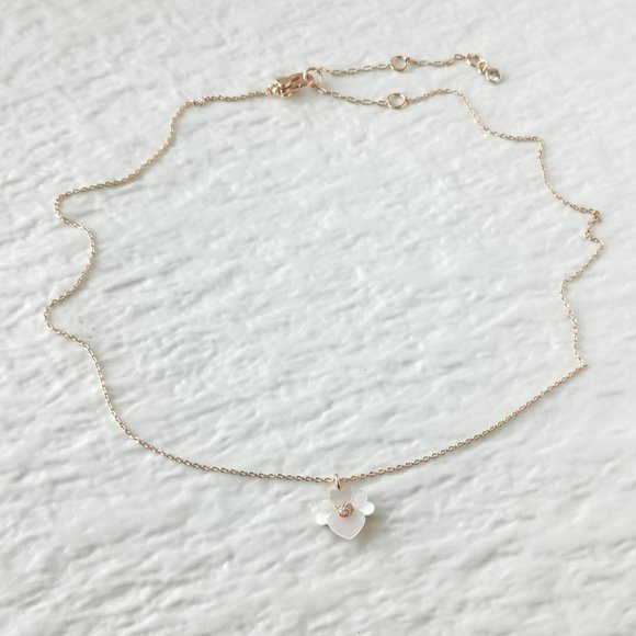 KATE SPADE Precious Pansy Rose Gold Pendant Necklace $68 Mother-Of-Pearl NEW - Picture 2 of 3